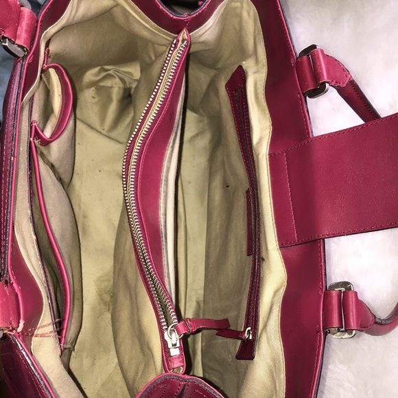 Ann Taylor magenta leather large satchel - Picture 9 of 17